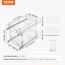VEVOR Pull Out Cabinet Organizer, 12"W x 21"Dx15.2"H Heavy Duty Slide Out Pantry Shelves, Chrome-Plated Steel Roll Out Drawers for Home,13.5"Wx22"Dx19"H Inside Kitchen Cabinet, Bathroom, Under Sink