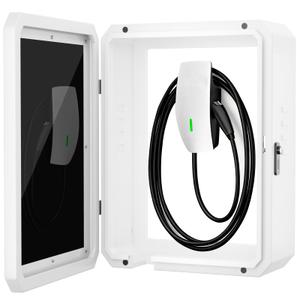 EV Charger Outdoor Enclosure, Universal Lockable Cover for EV Charging Stations, Heavy-Duty Metal Protective Guard for Installed Level 2 EV Chargers, Open-Air Design, L19.7 × W9.8 × H23.6