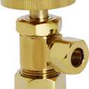 Westbrass Round Handle Angle Stop Shut Off Valve, 1/2" Copper Pipe Inlet with 3/8" Compression Outlet, Polished Brass, D105-03