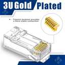 200 Pack Cat6 RJ45 Pass Through Connector, RJ45 Connectors Cat6 Pass Through Connectors (Modular Plugs/Network Connector) for Solid or Stranded UTP Cable