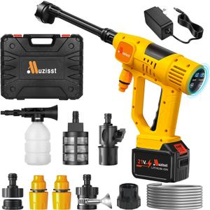 Cordless Car Washer, Portable Cleaning Tool with 6-in-1 Nozzle, 10-Speed Adjustment, Battery Level Display, Self-Priming System for Car, Garden, Patio & Floor Cleaning