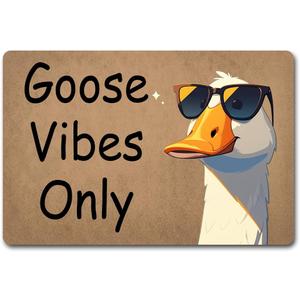 Funny Welcome Doormat (23.7 in X 15.6 in) Anti-Slip Rubber Back Entrance Way Indoor Front Porch Decor Rugs House Warming Gift (Hilarious Unique Goose Vibes Only)