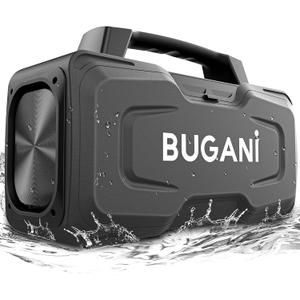 BUGANI Bluetooth Speaker, 80W Powerful Portable Wireless Speakers IPX7 Waterproof Speaker, Outdoor Loud Speakers with Handle 24H Playtime, Support Microphone AUX USB Suitable for Party, Pool, Black