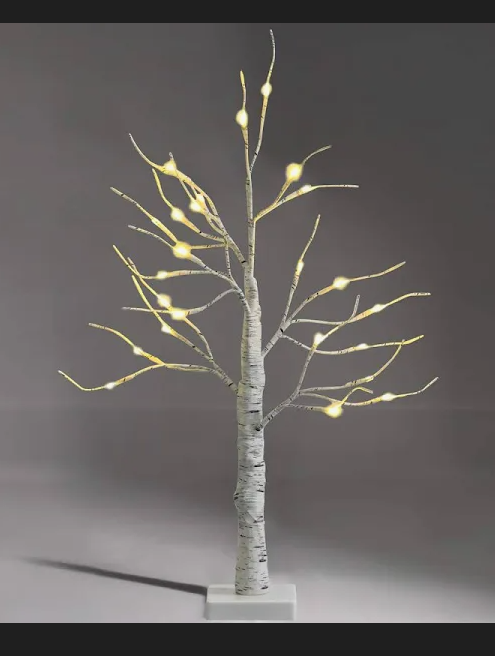 2ft Pre-lit White Twig Birch Tree Battery Powered for Christmas Holiday 2ft Pre-lit White Twig Birch Tree Battery Powered for Christmas Holiday