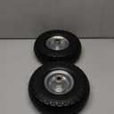 10-Inch 4.10/3.50-4 Tire and Wheel Flat Free, Heavy Duty Solid Replacement Tire with 5/8" Bearings, for Wheelbarrows Hand Trucks Dollies Trolleys Generators, (2-Pack) (Gray)