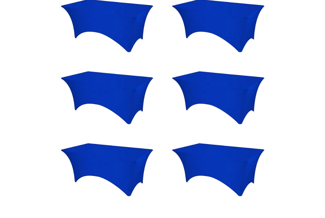 6 Pack Royal Blue Fitted Spandex Table Covers - 6ft Stretch Tablecloths for 6 Foot Rectangle Folding Cloths Rectangular Bulk Linen Fabric Elastic Wedding Reception Banquet Birthday Party
