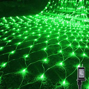 WATERGLIDE Outdoor Christmas Net Lights, 12FT x 5FT 360 LED Mesh String Light with 8 Lighting Modes, Connectable Waterproof Lights for Garden Tree Bushes, St. Patrick's Day Party Decorations, Green