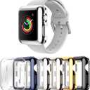 Rc-Z Case for Apple Watch Series 3/2/1 42mm, [6-Pack] Soft TPU Screen Protector Ultra-Thin Full Face Cover Replacement Bumper Accessories for iPhone Watch iWatch Series 3/2/1 42mm (Black/Navy Blue/Silver/Starlight/Gold/Clear)