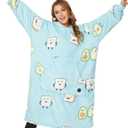 THREE POODLE Wearable Blanket Hoodie, Oversized Long Sherpa Sweatshirt Blanket for Adults Women Men, Warm Cozy Hooded Blanket, Gifts for Mom Girlfriend (Avocado Green)