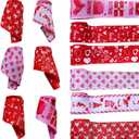 3 x Red Heart Wired Edge Ribbon, Pink Dot Wide Pink Dot Craft Ribbon for Wrapping and DIY Projects, 30 Yards/Roll, 2.5 inches