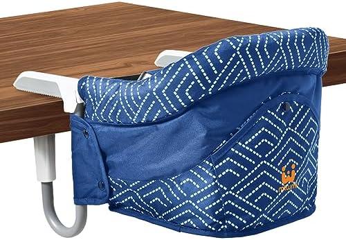 MTWML Portable High Chair for Table,Hook On High Chair That Attaches to Table,Space Saver Clip On Counter Seat for Baby,Easy Clean Baby Feeding Clamp Seat with Carry Bag for Travel(Stripe-Blue)
