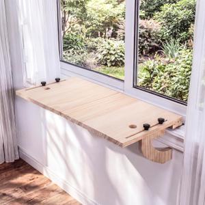 Zhehao Window Plant Shelf 23.6 Inch Window Sill Extender Easy to Install Renter Friendly Shelves for Home Flat Plant Decor (Natural Wood)