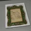 BILXIM 5x7 Vintage Picture Frame, Antique Green and Gold Ornate Photo Frame for Wall Hanging or Tabletop Display, Retro Home Decor, Photo Gallery Art