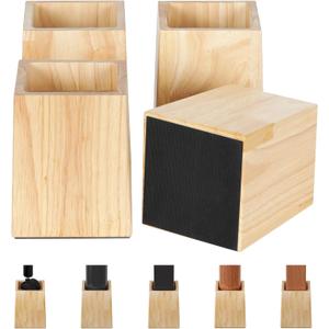 TQVAI Bed Risers Heavy Duty, Support 2200 lbs, 1-in Deep Anti-Fall Edge, 4 Pack Wooden Furniture Bed Lifts Risers with Non-Slip Pads for King Queen Twin Full Size Frame, Original, 5" H(Inner 4" H)
