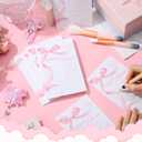 Lincia 50 Pcs Coquette Baby Shower Prediction and Advice Cards Pink Bow Prediction Wishes for Baby Shower Games Activity Gender Reveal Party Supplies Mom Dad Party Decorations