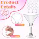 200 Pcs Plastic Martini Glasses 5 oz Disposable Cocktail Glasses Tall Mini Martini Plastic Cups Unbreakable Appetizer Dessert Cups for Margarita Wine Champagne Ice Cream Wedding Party Bar Event