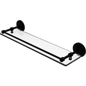 Allied Brass QN-1/22-GAL-BKM Que New 22 Inch Tempered Gallery Rail Glass Shelf, Matte Black