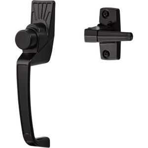 Ideal Security Push-Button Screen Door Handle with Inside Latch, Black (2-Piece Set)