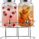 Style Setter Glass BeverageDrink Dispenser Clear Liam Set of 2, 1 Gal