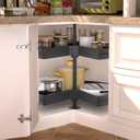 JOWBOOW 28" Kidney Lazy Susan for Cabinet, 270 Height Adjustable Replacement Shelves for Kitchen Corner Cabinet(Cannot be Door-Mounted)