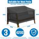 SIRUITON 2-Seat Garden Patio Sofa/Loveseat/Bench Cover 51" W x 27" D x 35" H,Heavy Duty 420D Oxford Waterproof Outdoor Sofa Cover, Lawn Patio Furniture Covers