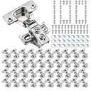 Chumia 100 Pack Soft Closing Cabinet Hinges for Kitchen 1/2 Inch Partial Overlay Kitchen Cabinet Door Hinges 105 Degree Concealed with Mounting Screws for Frameless Face Frame Door