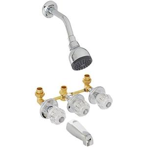 Homewerks Worldwide 10-B83WCHB Three-Handle, One-Spray Bathtub and Shower Faucet Set, Chrome Finish
