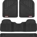Motor Trend 3 Row Odorless Rubber Floor Mats & Liners for Car SUV Van, Durable Heavy Duty Polymerized Latex Full Interior Protection, Extra-High Ridgeline Design, Black, Model Number: MT-773-801-BK