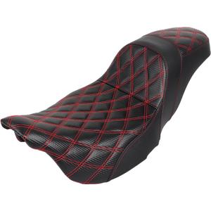 Rider Driver Rear Passenger 2-Up Seat For Harley Electra Glide Ultra Limited Road Glide Road King Street Glide 2009-2023, Red Stitch