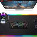 Gimars RGB Gaming Mouse Pad,15W Wireless Charging Mousepad with 10 Light Modes, Large Mousepad with Premium Smooth Surface, Non-Slip Mouse Mat for Gaming, Desk, PC,Office, 31.5x11.8x0.16inch