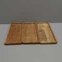 Samhita Mango Wood Serving Platter with Raised Edge -Set of 3 for Display Fruit Snacks Appetizer Sushi Food Decorative (12" x 5" x 0.75")