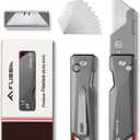 FLISSA Advanced Titanium Utility Knife, CNC Unibody, Lightweight All Metal Folding Box Cutter, Quick Change Blade Razor Knife,Ideal Gifts for Men Women, with 10 Extra Blades
