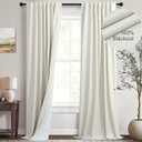 100% Blackout Linen Curtains 144 Inches Long 2 Panels Set for Bedroom Living Room Extra Wide Large Window Back Tab High Ceiling Drapes Patio Sliding Door Earthy Bohemian Cottage Core Decor 12 FT Cream