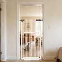 xtra Tall Pet Gate 55.12" High Pressure Mounted 30.12"-34.05" Extra Wide (9 Sizes) 1.37" Gap for Cat Dog Stairs Doorway Hallway No Drilling Auto-Close (30.12"-34.05" W, Cream White) MFG Date: 05/31/2025