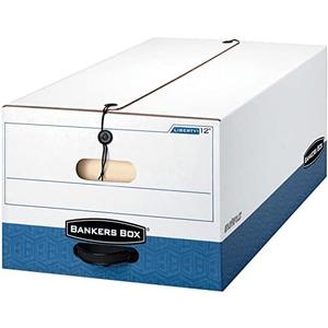 Bankers Box LIBERTY Heavy-Duty Strength Storage Box, Legal, 15" x 24" x 10", White/Blue, count 1