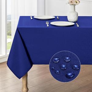 Veblandy Rectangle Tablecloth Waterproof 60x84 inch Linen Textured Table Cloth Stain and Wrinkle Resistant Washable, Decorative Fabric Table Cover for Dining, Party and Camping, Royal Blue