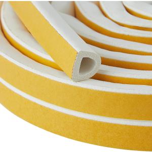 QDiShi White D-Shape Weather Stripping Seal Strip 20FT Door Window Gap Filler Insulation Trim for Exterior Door Frame, Self-Adhesive Backing Seals Large Gap (from 5/16 to 15/32 inch)