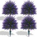 4Pcs Artificial Lavender Topiary Ball Trees,Fake Boxwood Shrubs