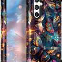 TEECOVER for Samsung Galaxy S25 Case, Heavy-Duty Shockproof Full Protection Hard Plastic Bumper + Soft Silicone Rubber Protective Case for Galaxy S25 6.2-Inch, Blue Butterfly