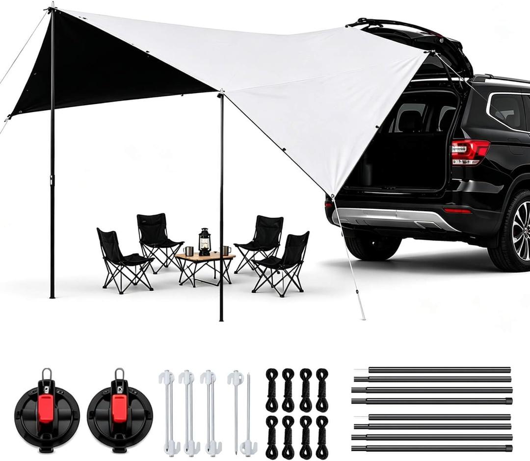 SUV Tailgate Tent, Waterproof Car Camping Awning with PU2000mm Coating, Universal Rear Hatch Canopy for SUVs, Easy Setup Vehicle Shelter for Camping, Tailgating, Beach, Road Trips
