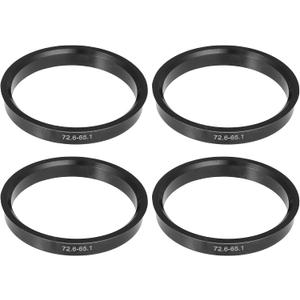 ACROPIX 72.6mm to 65.1mm Universal Car Hub Centric Rings Black - Pack of 4
