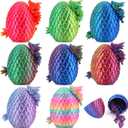 8 Pcs 3D Printed Dragon Eggs, Crystal Animals Dinosaur Egg Fidget Toys Stocking Stuffers for Teen Boys Kids Toddler Bulk Gifts for Girls 4-6 5-7 8-12 Mini Animals Figurines for Easter Decorations