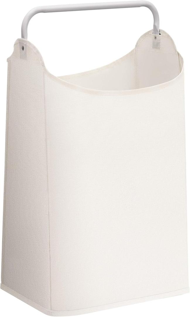 STORAGE MANIAC Large Laundry Hamper with Sturdy Metal Handle, Collapsible Laundry Basket, Freestanding Waterproof Clothes Hamper for Laundry Room, Bedroom, Dorm, Towels, Toys, White (1 Pack)