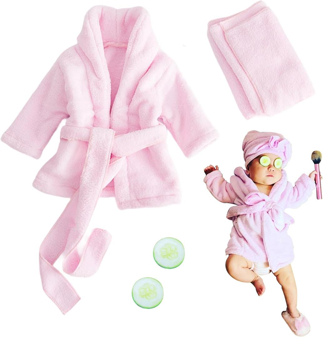Jastore Newborn Photography Props Bathrobe Outfits Girl Baby Photo Prop Outfit Bathrobe Baby Photoshoot Props Robe (Pink, 0-1 Month)