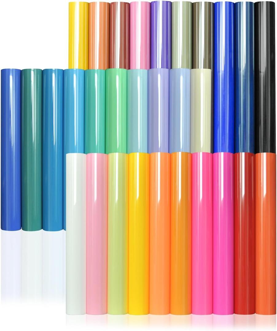 Puff HTV Heat Transfer Vinyl, 30Pcs 12" x 10" 3D Vinyl Bundle, for All Cutter Machine Puff Strong Stretchy HTV, Designs for DIY Heat Transfer Vinyls, Multicolor to Enrich The Design Space.