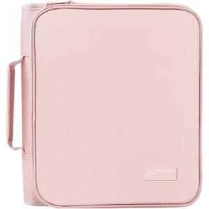 SUNEE Zippered Binder Bag with Handle, 2-Inch 3-Ring O-Ring, 500-Sheet Capacity, Includes Zip Pocket, 5-Tab Expanding File Folder, Multi-Pocket Organizer Binder for Middle School, Pink Lotus