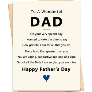 2 x fancu Father’s Day Card Gift for Dad, Happy Father’s Day Decoration for Father from Daughter Son or Kids, Sentimental Appreciation Fathers Card Gift for Dad