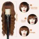 Lativ Auburn Wig with Bangs Long Wavy Ginger Wig Natural Looking Heat Resistant Synthetic Curly Full Wigs for Women Daily Use 26 Inches