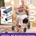 KEKOY Rollator Walkers for Seniors with Seat, 400 lb Foldable Walker - Grey