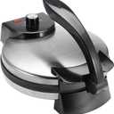 Electric Roti Maker, 12 Inch Automatic Tortilla Machine, with Indicator Lights, Adjustable Temperature, Double-Sided Heating, Electric Tortilla for Quesadilla, Cooker (One Size, Silver)